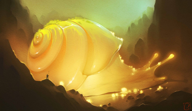 Обои картинки фото рисованное, животные,  улитки, сияние, усики, насекомое, улитка