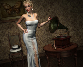 Картинка 3д+графика люди+ people фон интерьер девушка взгляд