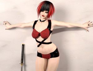 Картинка 3д+графика люди+ people рыжая фон взгляд девушка