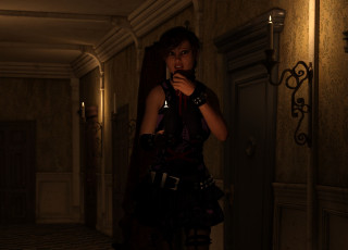 Картинка 3д+графика люди+ people свечи интерьер фон взгляд девушка