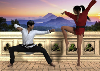 Картинка 3д+графика люди+ people поза девушка взгляд фон парень