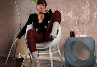 Картинка 3д+графика люди+ people интерьер фон взгляд девушка