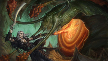 Картинка фэнтези существа чудовище монстр сражение воин