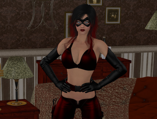 Обои картинки фото 3д графика, люди , people, маска, фон, взгляд, девушка