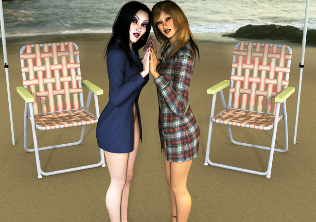 Обои картинки фото 3д графика, люди , people, фон, взгляд, девушки