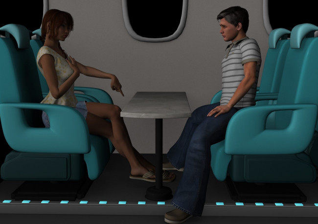 Обои картинки фото 3д графика, люди , people, взгляд, фон, парень, девушка