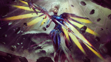 Картинка видео+игры overwatch фон девушка униформа посох