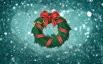 Картинка праздничные векторная+графика+ новый+год снег венок минимализм зима рождество новогодний праздник бант настроение новый год фон