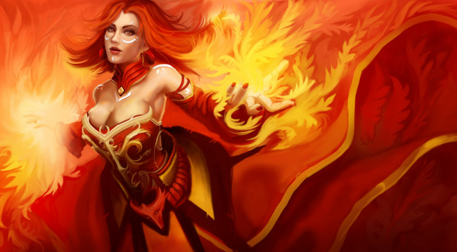 Обои картинки фото видео игры, dota 2, магия, взгляд, фон, девушка