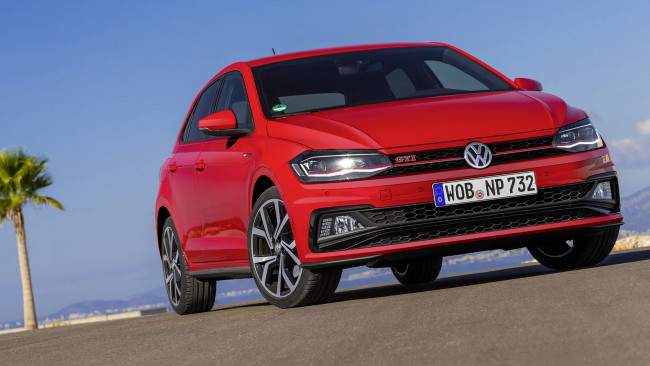 Обои картинки фото volkswagen polo gti 2018, автомобили, volkswagen, gti, polo, красный, 2018