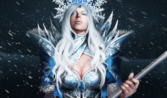 Обои картинки фото видео игры, dota 2, взгляд, фон, девушка