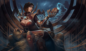 Картинка фэнтези магия паук фон униформа девушка