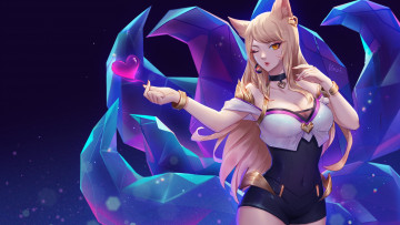 Картинка видео+игры league+of+legends ahri магия сердечко хвосты