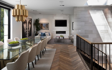 Картинка интерьер столовая обеденный стол мягкий уголок