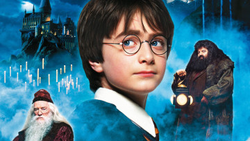 Картинка кино+фильмы harry+potter+and+the+sorcerer`s+stone гарри поттер хагрид дамблдор свечи хогвардс