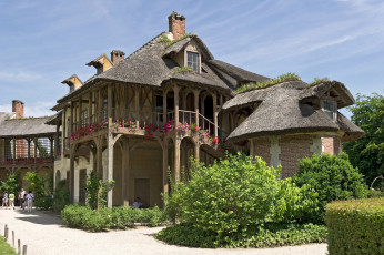 Картинка деревня королевы марии антуанетты versailles франция города здания дома строения парк