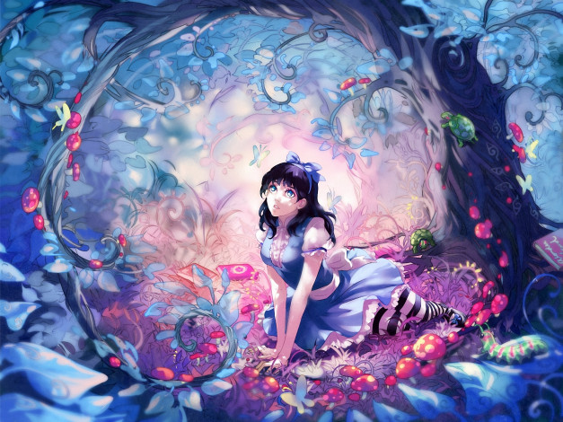 Обои картинки фото alice, in, wonderland, мультфильмы, арт, wenqing, yan