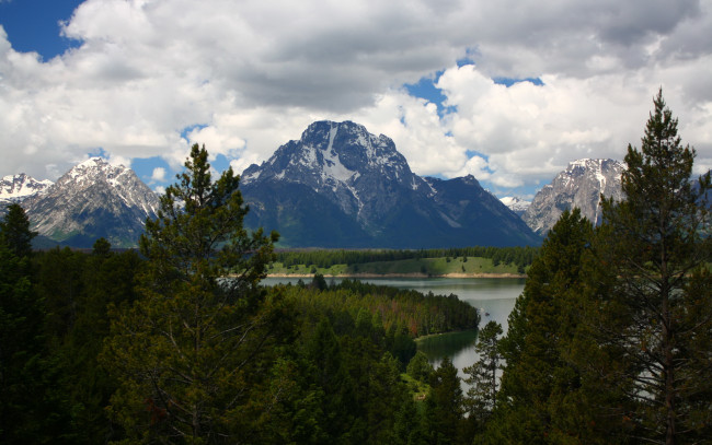 Обои картинки фото сша, grand, teton, national, park, wyoming, природа, пейзажи, горы, озеро, лес