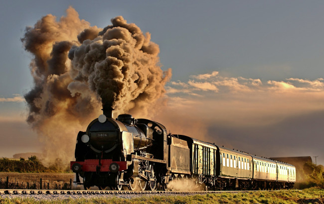 Обои картинки фото техника, паровозы, паровоз, вагоны