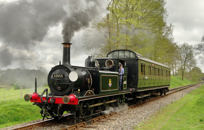 Обои картинки фото техника, паровозы, паровоз, вагоны