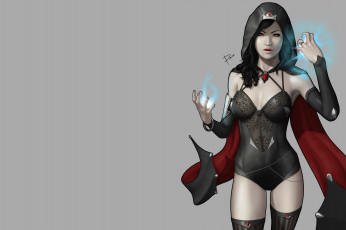 Картинка фэнтези девушки взгляд девушка арт эротика фон магия капюшон