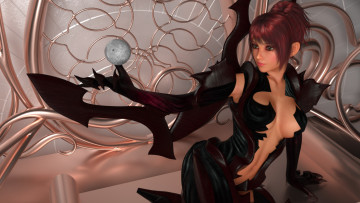 Картинка 3д+графика люди+ people шар рыжая фон взгляд девушка