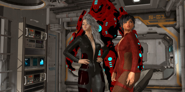 Обои картинки фото 3д графика, фантазия , fantasy, девушки, взгляд, фон, существо