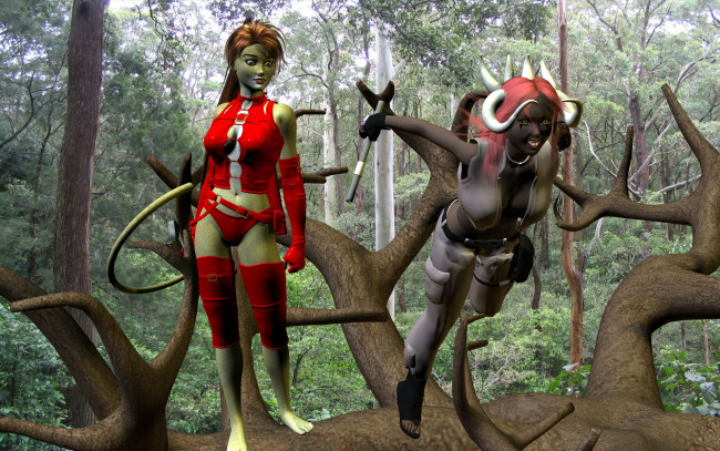 Обои картинки фото 3д графика, существа , creatures, фон, взгляд, халк, лес, кастаника