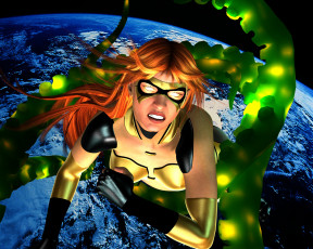 Картинка 3д+графика фантазия+ fantasy девушка взгляд фон космос планета