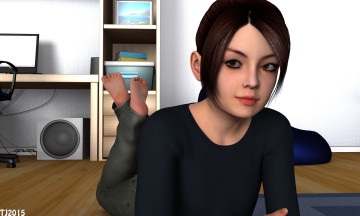 Картинка 3д+графика люди+ people девушка взгляд фон