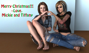 Картинка 3д+графика праздники+ holidays девушки взгляд фон