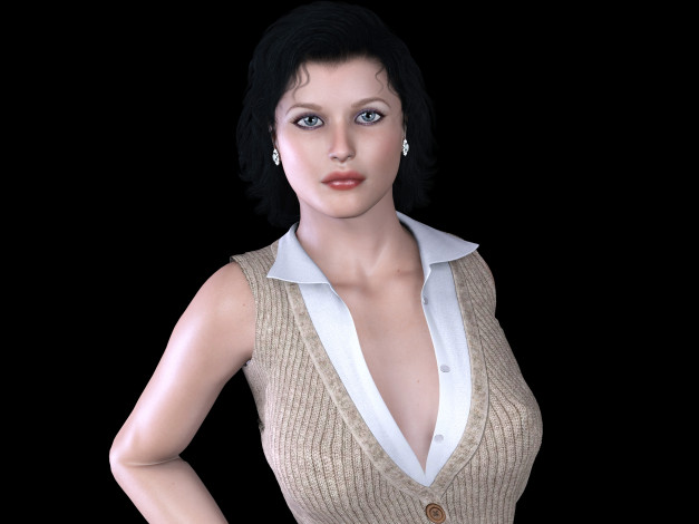 Обои картинки фото 3д графика, люди , people, девушка, фон, взгляд