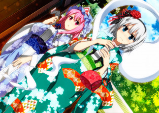 Картинка аниме touhou взгляд девушка фон