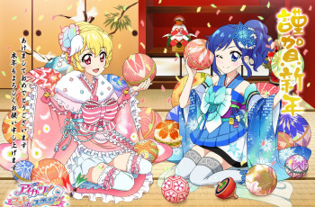 Картинка аниме aikatsu девушки взгляд фон