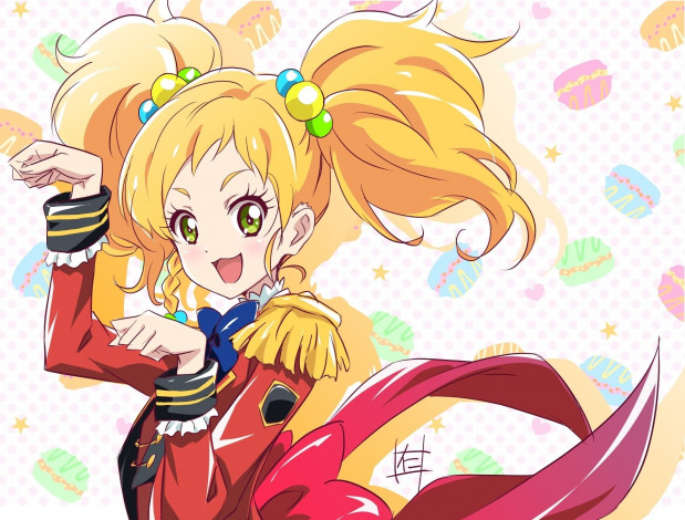 Обои картинки фото аниме, aikatsu, взгляд, фон, девушка