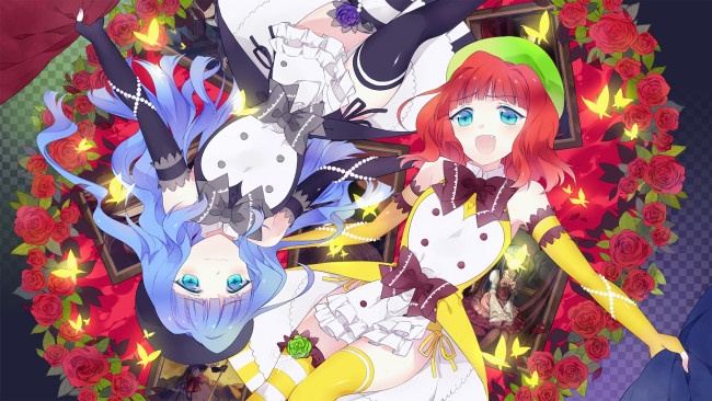 Обои картинки фото аниме, umineko no naku koro ni, девушка, фон, взгляд