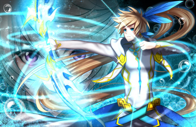 Обои картинки фото аниме, tales of zestiria, девушка, взгляд, фон