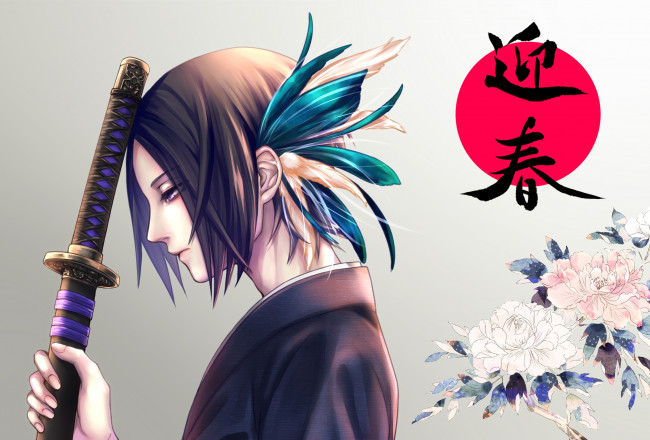 Обои картинки фото аниме, оружие,  техника,  технологии, девушка, взгляд, фон