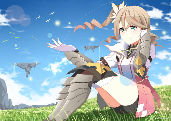 Обои картинки фото аниме, tales of zestiria, фон, взгляд, девушка