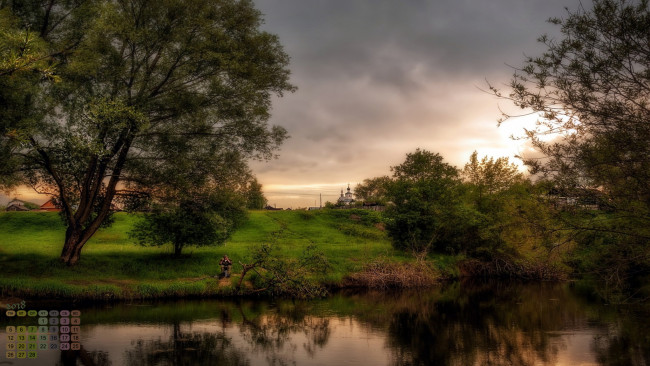 Обои картинки фото календари, природа, растения, деревья, водоем, 2018