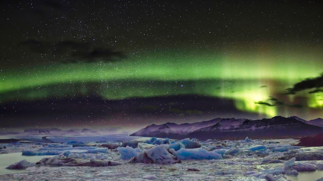 Обои картинки фото природа, северное сияние, простор