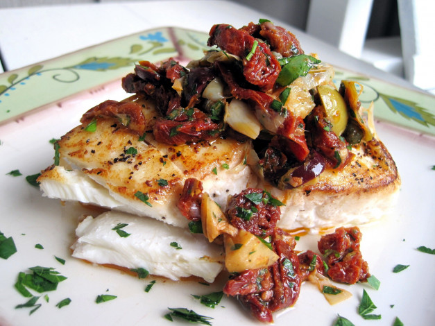 Обои картинки фото еда, рыбные блюда,  с морепродуктами, палтус