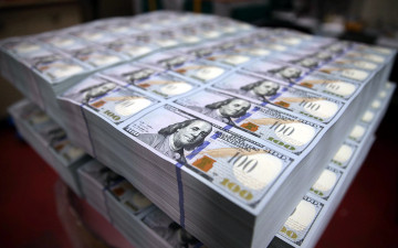 Картинка разное золото +купюры +монеты доллары