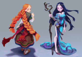 Картинка видео+игры ---другое девушки косы посох