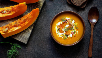 Картинка еда первые+блюда тыква тыквенный суп черный хлеб