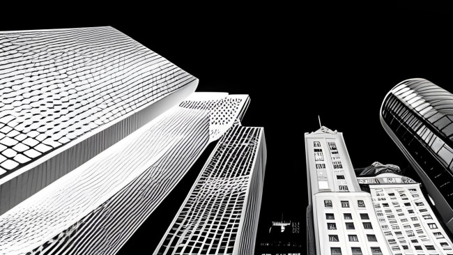 Обои картинки фото рисованное, города, дома, здания, высотки, город