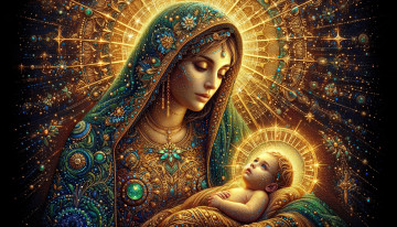 обоя разное, религия, мадонна, младенец, рождество, нейросеть