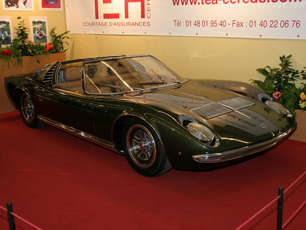 Обои картинки фото lamborghini, miura, roadster, автомобили, выставки, уличные, фото