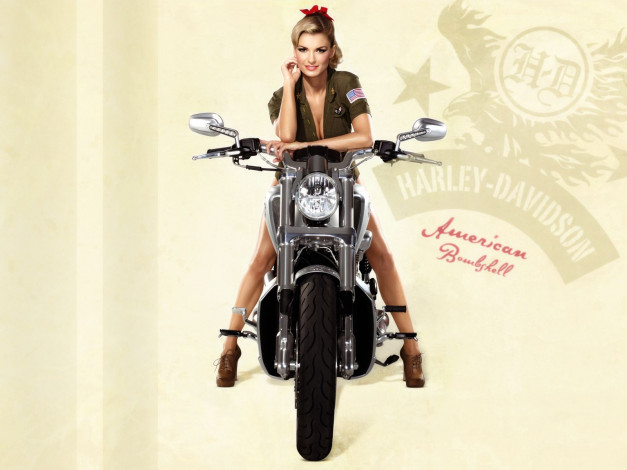 Обои картинки фото мотоциклы, мото, девушкой