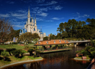 Картинка города диснейленд мостик вода речка